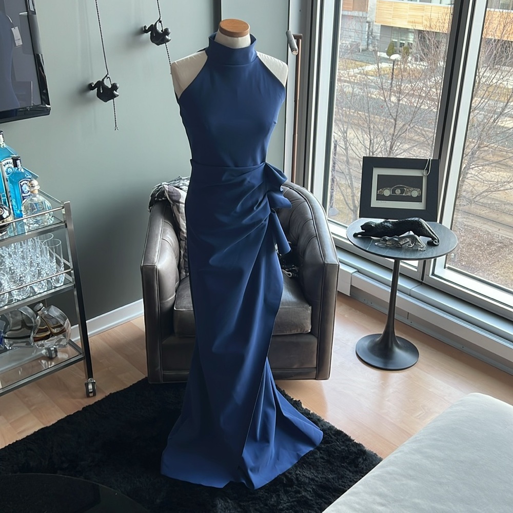 NWOT Chiara Boni La Petite Robe Gudrum Sleeveless Mermaid Gown Rich Blue Size 4 - Picture 2 of 9